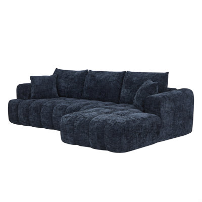 Chenille L-Shape Sectional Oversized Sofa, Sleeper Couch,No Assembly Required