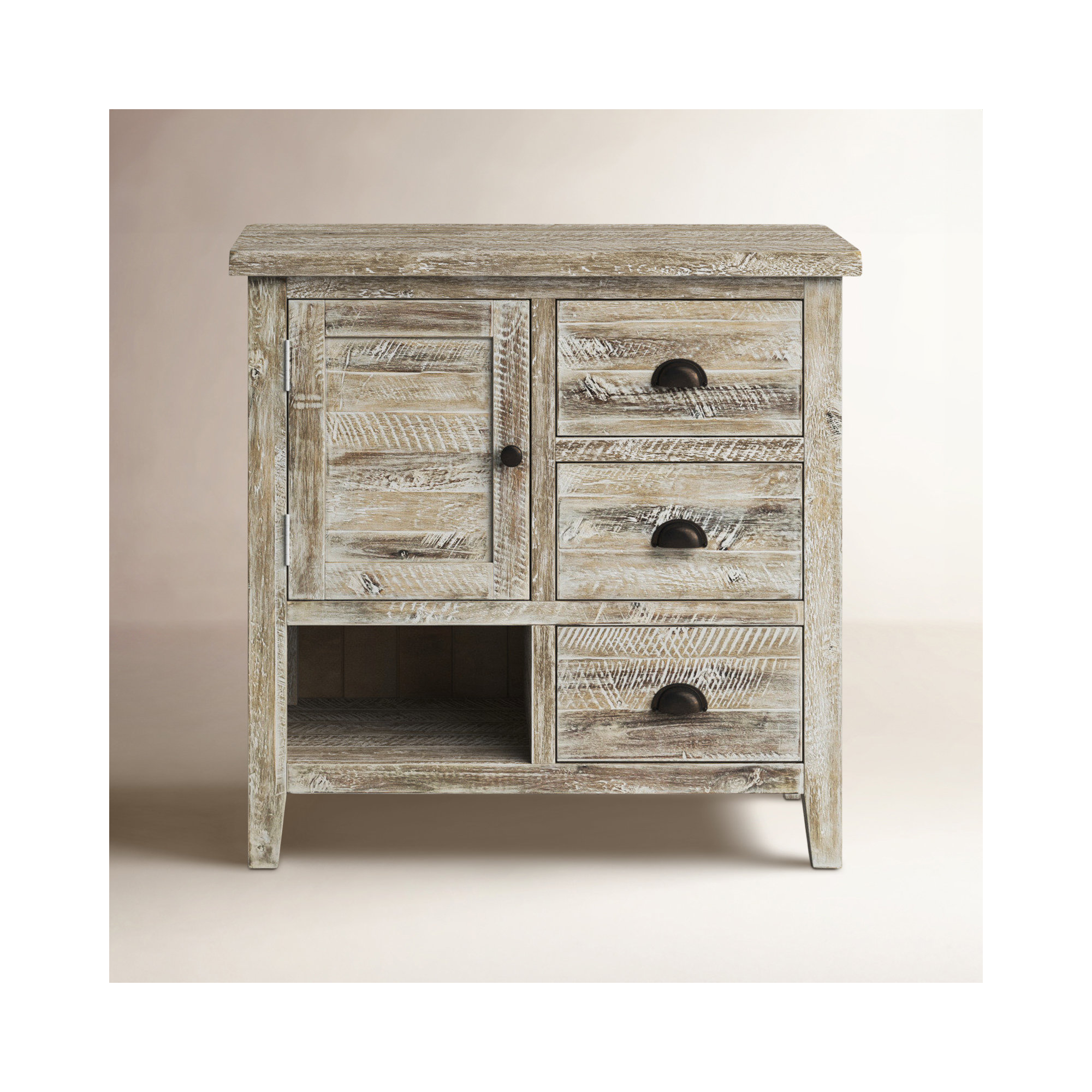 Castile Solid Wood Storage Cabinet, Washed Gray