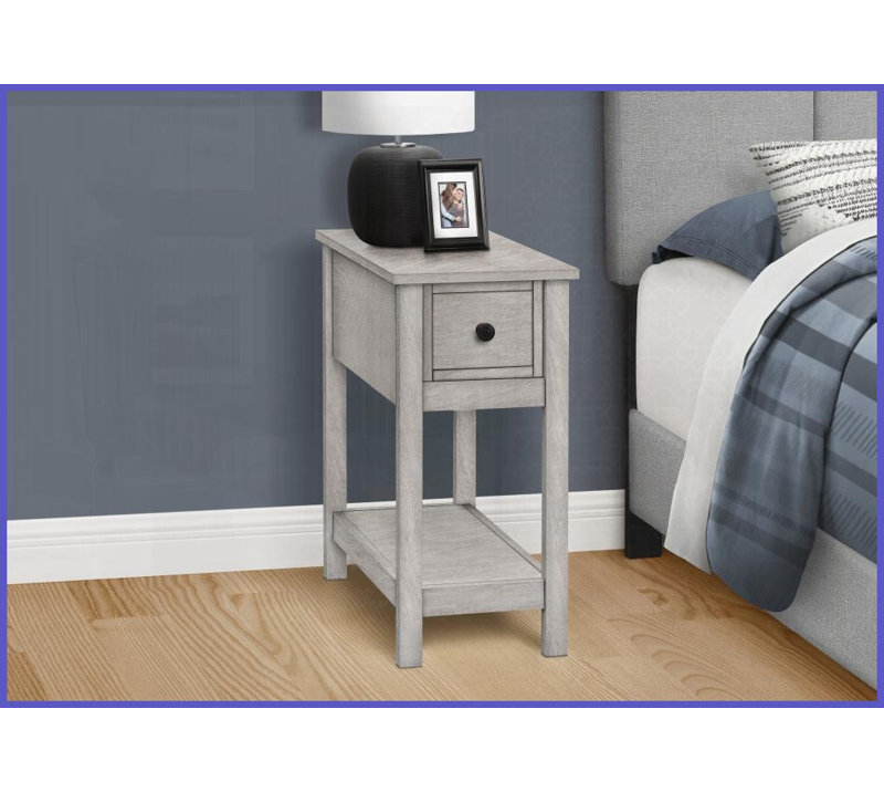 Table basse en placage gris compacte à 2 niveaux avec tiroir pour le salon / chambre à coucher, facile à nettoyer