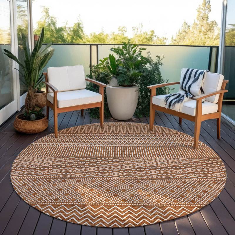 Tisdell Area Rug with Non-Slip Backing, Round 8'