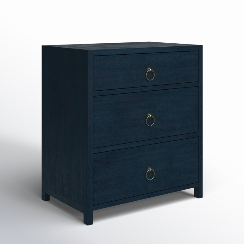 Lark 3 Drawer Nightstand, Navy Blue
