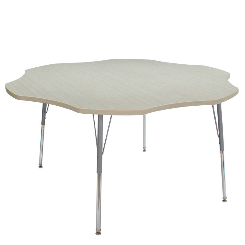 Table d'activité avec pieds réglables La Madera, Sable asiatique / argent, Roulement pivotant standard