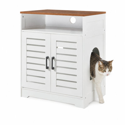 Cat Litter Box Enclosure, Odor Control Hidden Cabinet