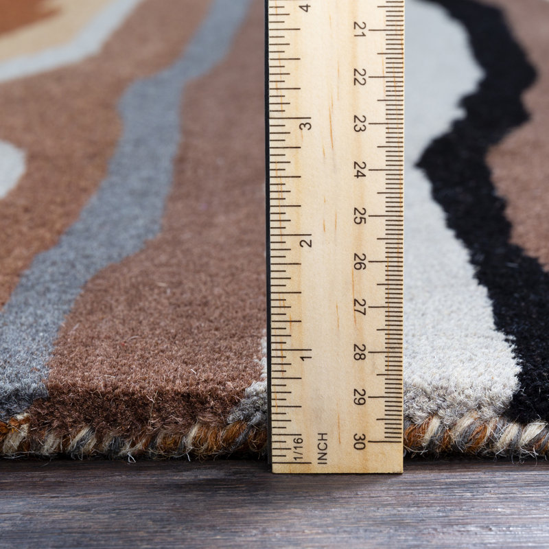 Adhrith Wool Abstract Indoor Rug, Square 9'9"