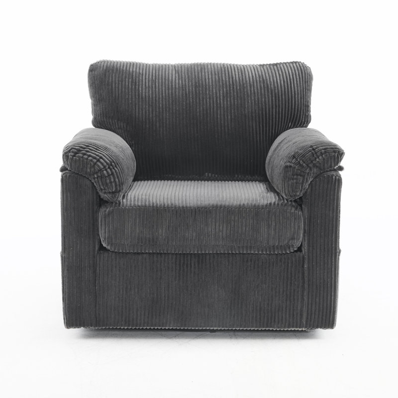 33" Swivel Barrel Chair, Upholstered Armchair With Side Pockets, Gray Duplicate