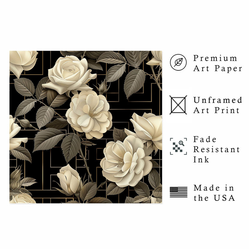 «Floral Luxe Roses II», reproduction d'art moderne sans cadre