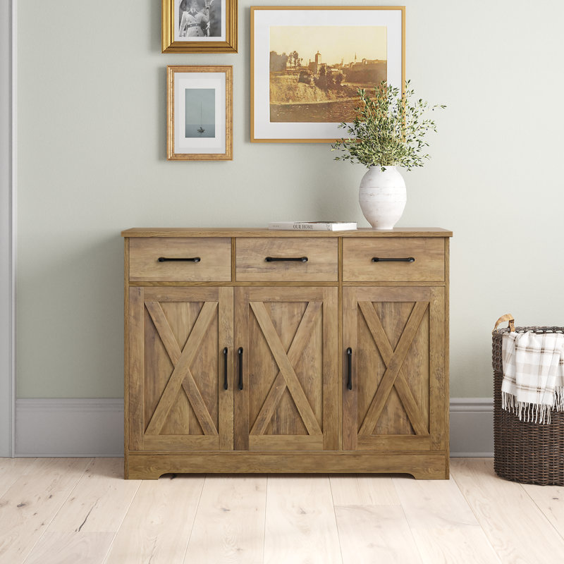 Tahara 42.5" Wide 3 Drawer Sideboard, Rustic Brown