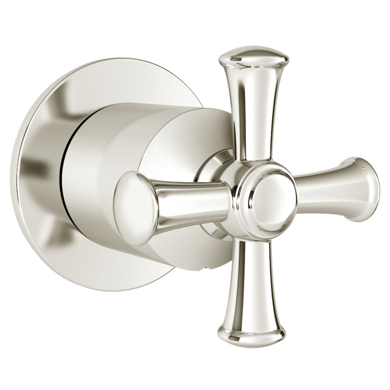 Robinet de douche à inverseur avec garniture et poignée en croix Delancey, Nickel poli