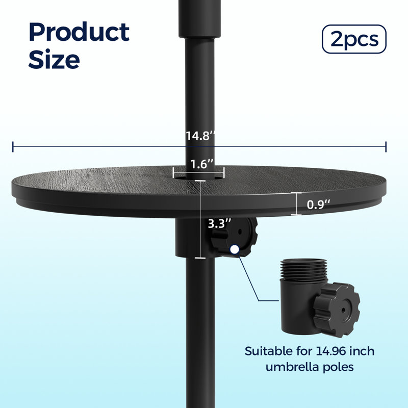  Plateau de table pour parasol d'extérieur pour patio, Noir