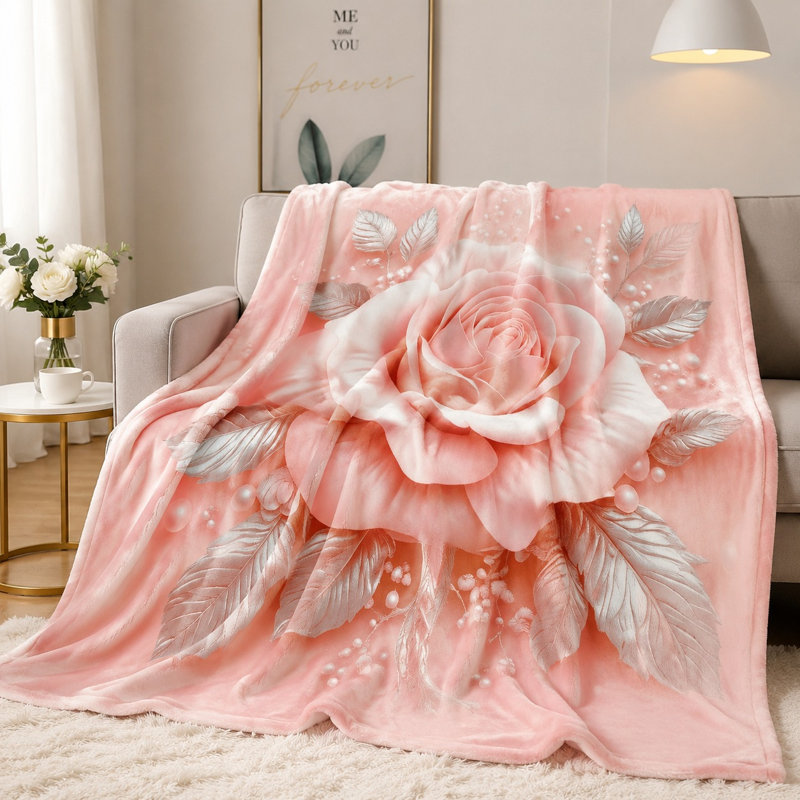 Jeté Fluffy Rose, Baby Throw(W30"×40L")