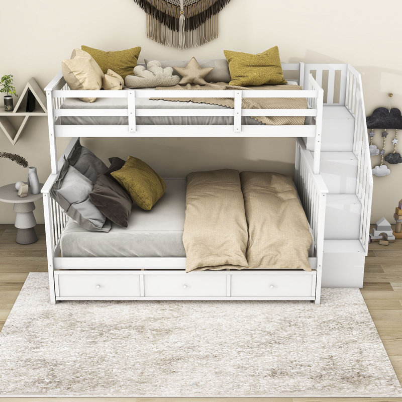 Haevynn Kids Twin Over Full Bunk Bed with Drawers, White