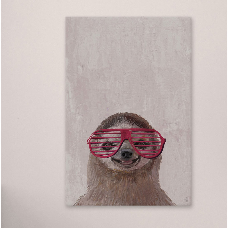 Retro Sloth 1 Piece Wrapped Canvas Painting, 38cm H x 25cm W