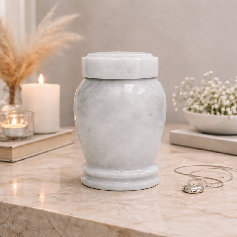 Urne de crémation en marbre pour cendres, gris Badal