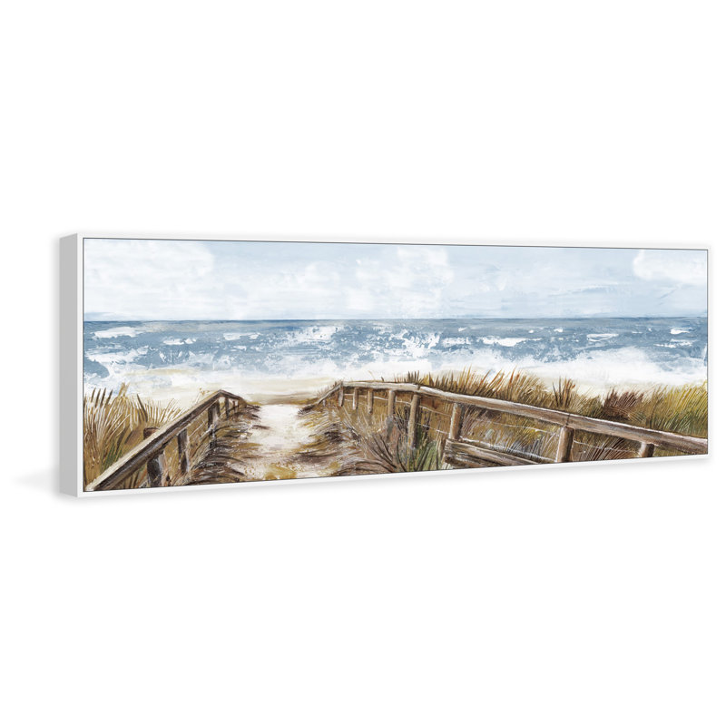 «Ocean Waves Crashing» par Marmont Hill - peinture panoramique sur cadre flottant, H 15 po x l 45 po x P 1,5 po
