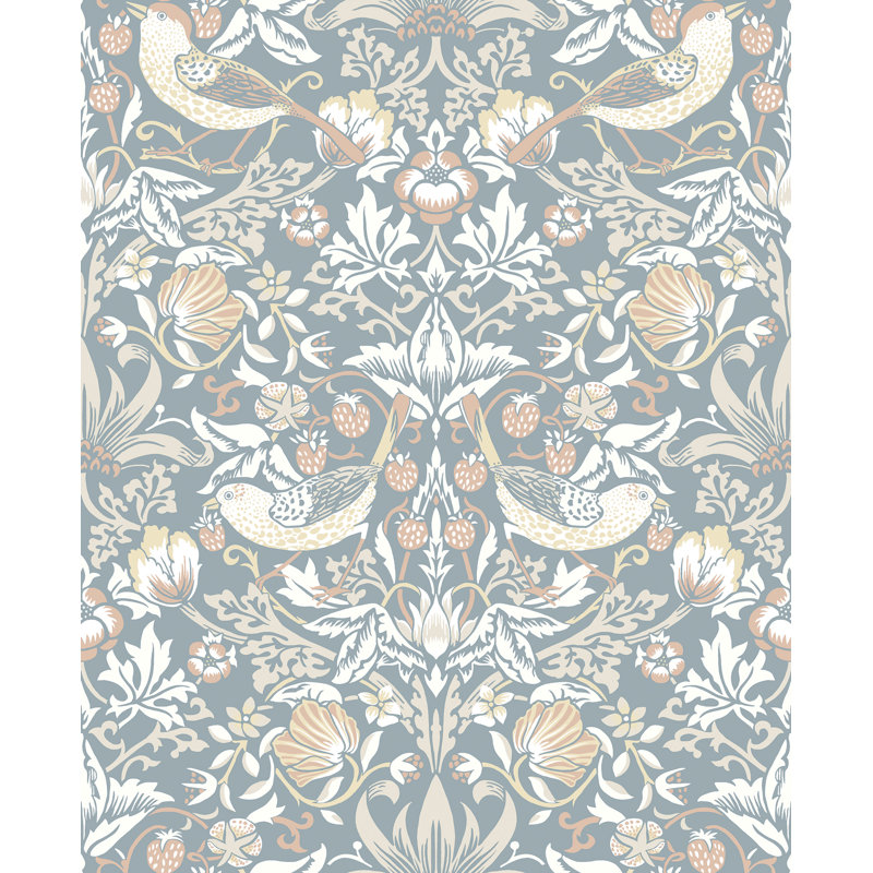Mamadou Fragaria Garden 10.05 m x 53 cm Wallpaper Roll, Blue/White/Blush