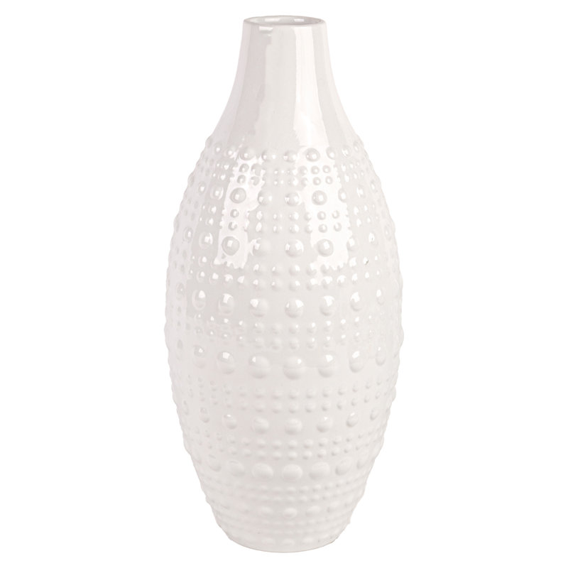 Vase 16 "blanc clouté - Élégante décoration en céramique pour tablettes et plateaux de table
