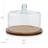 Libbey Round Wood Server Cake Stand with Glass Dome