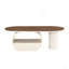 Table basse ovale de luxe, table basse de 47,24 po avec tiroir de rangement, table centrale en métal blanc pour le salon