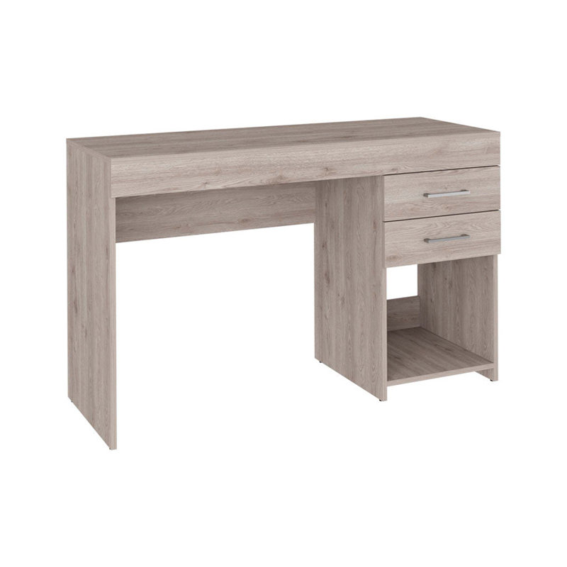 Computer Desk, Two Drawers, One Lower Shelf, Light Gray