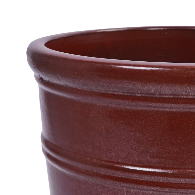 3 pots de fleurs en céramique, pot de fleurs moderne pour patio, jardin ou rebords de fenêtre - Bean Paste Red