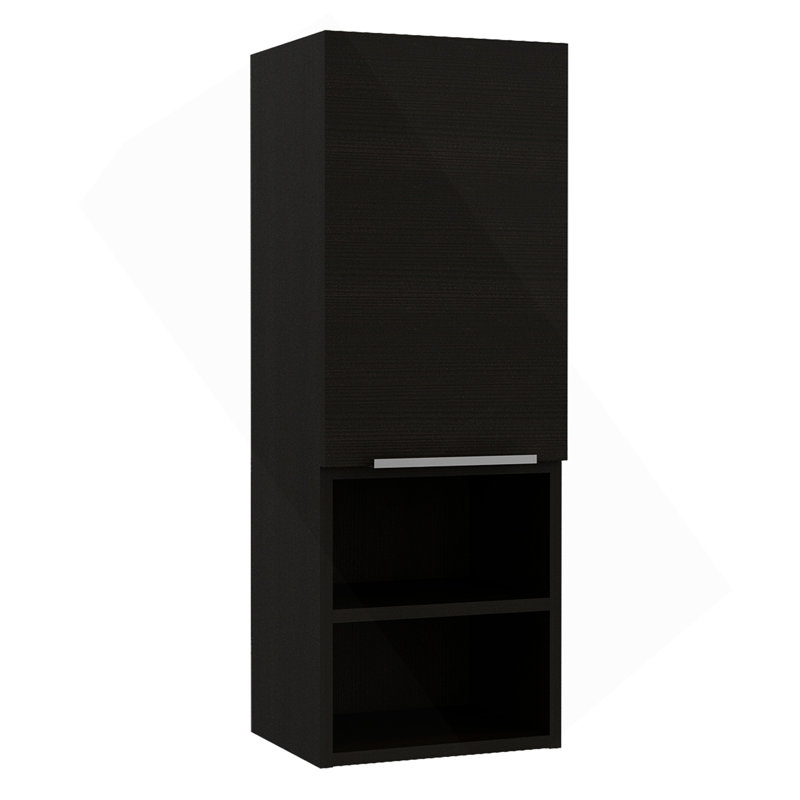 Medicine Single Door Cabinet 32" H, Two External Shelves, Two Interior Shelves, Black, Black