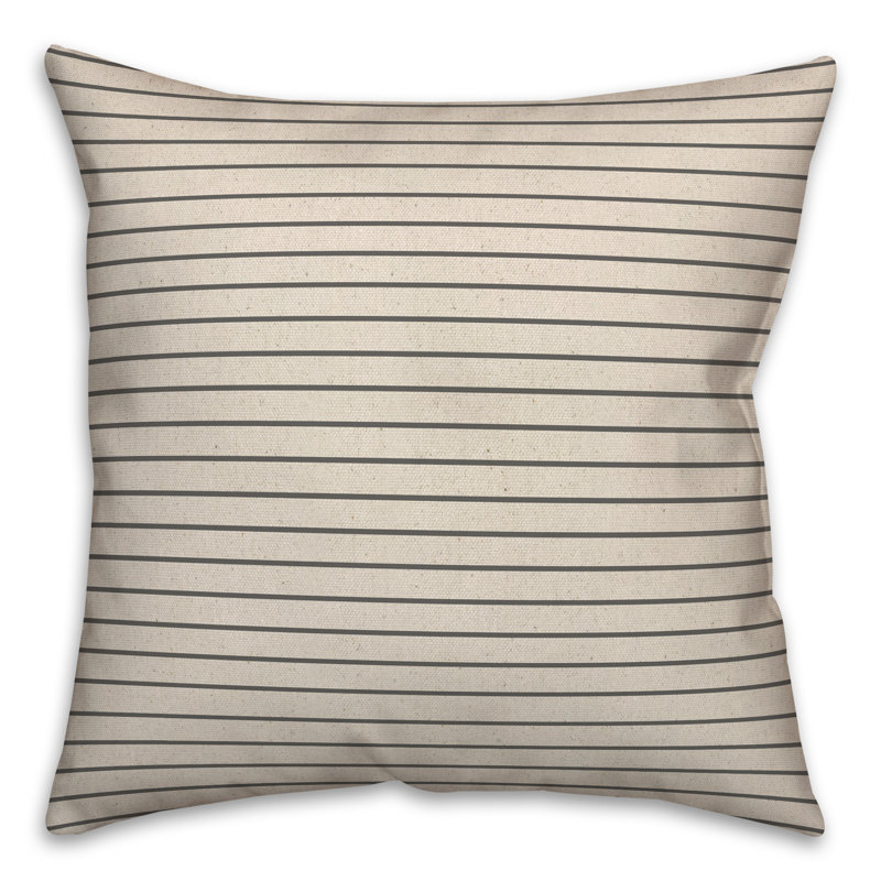  Housse et insert de coussin carré en fines rayures sur lin, H 20 po x l 20 po x P 1,5 po