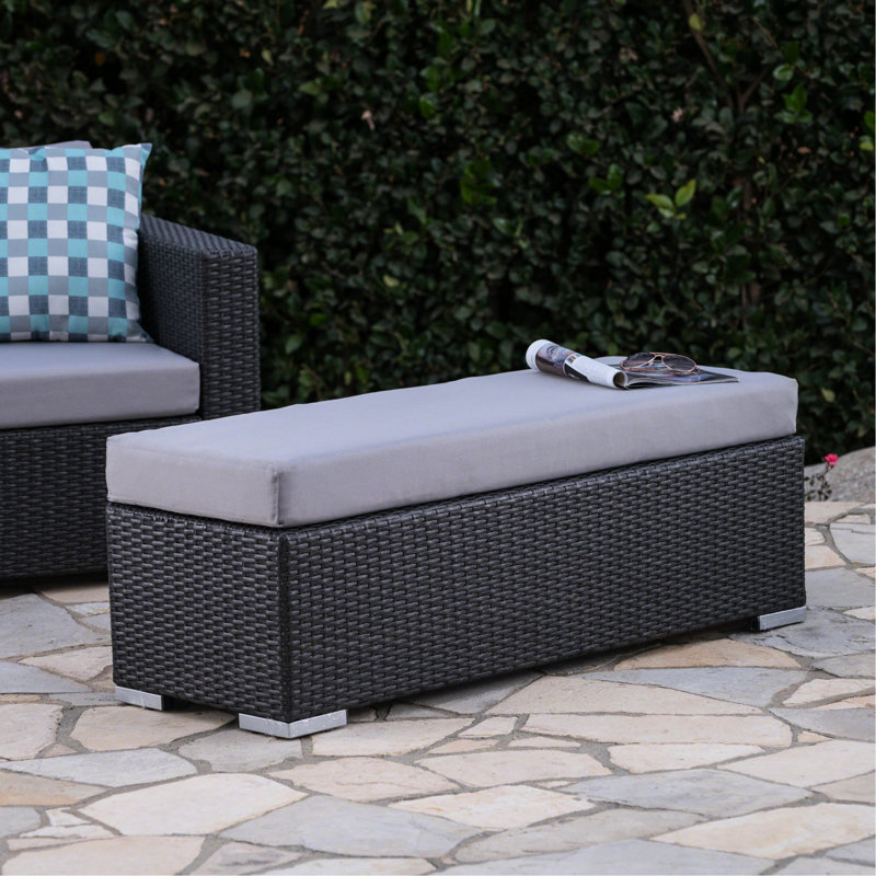 Banc de patio confortable avec coussin - rembourré de mousse, fer enveloppé de résine, relaxant sur un coussin de jardin relaxant rempli de mousse, se détendre
