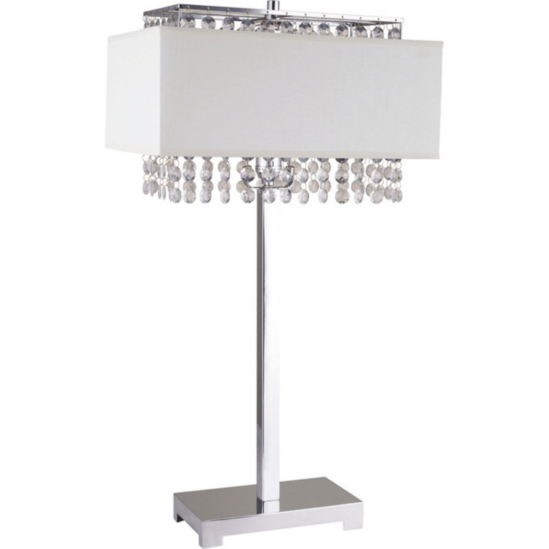Lampe de table en métal 28 po avec finition argentée