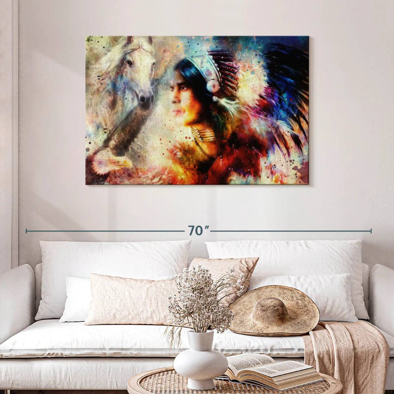 Lelar American Indian Warrior, 30" H x 45" W