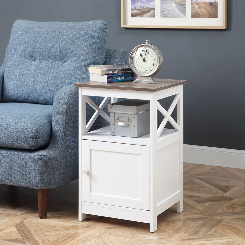 Darek End Table, Driftwood/White