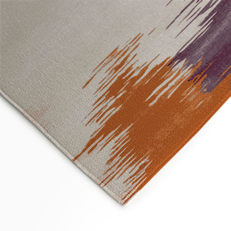 Tapis intérieur et extérieur brun Watercolor, Rectangle 5 pi x 7 pi