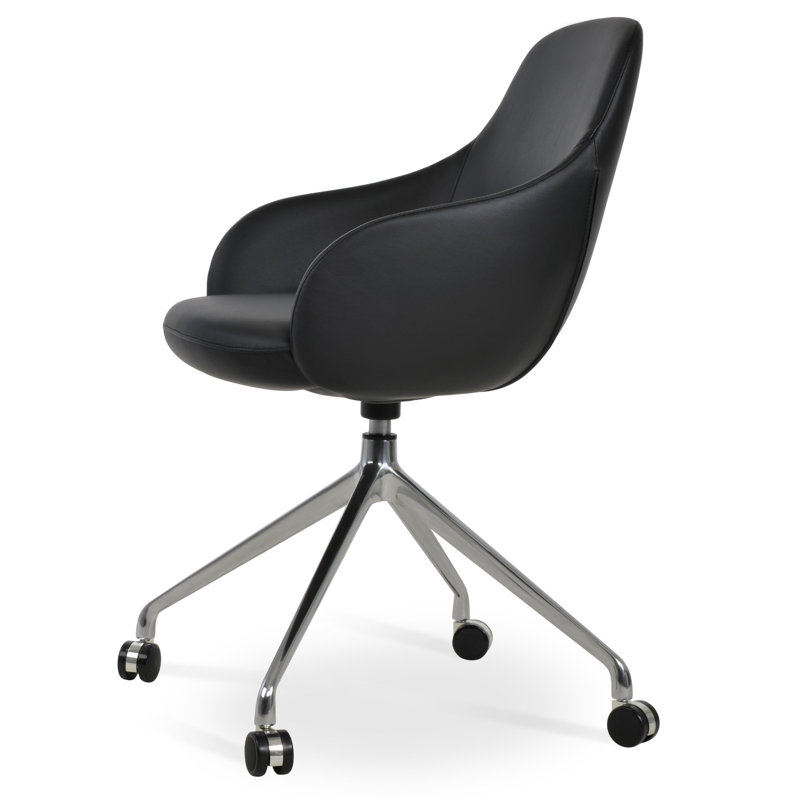 Gazel Spider Swivel Arm Chair With Casters, Black