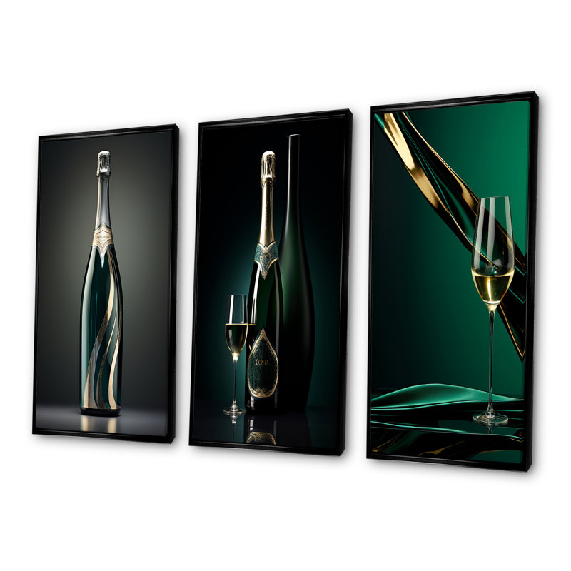 Prestiges Profile Green Champagne, Cadre flottant noir, H 32 po x l 48 po