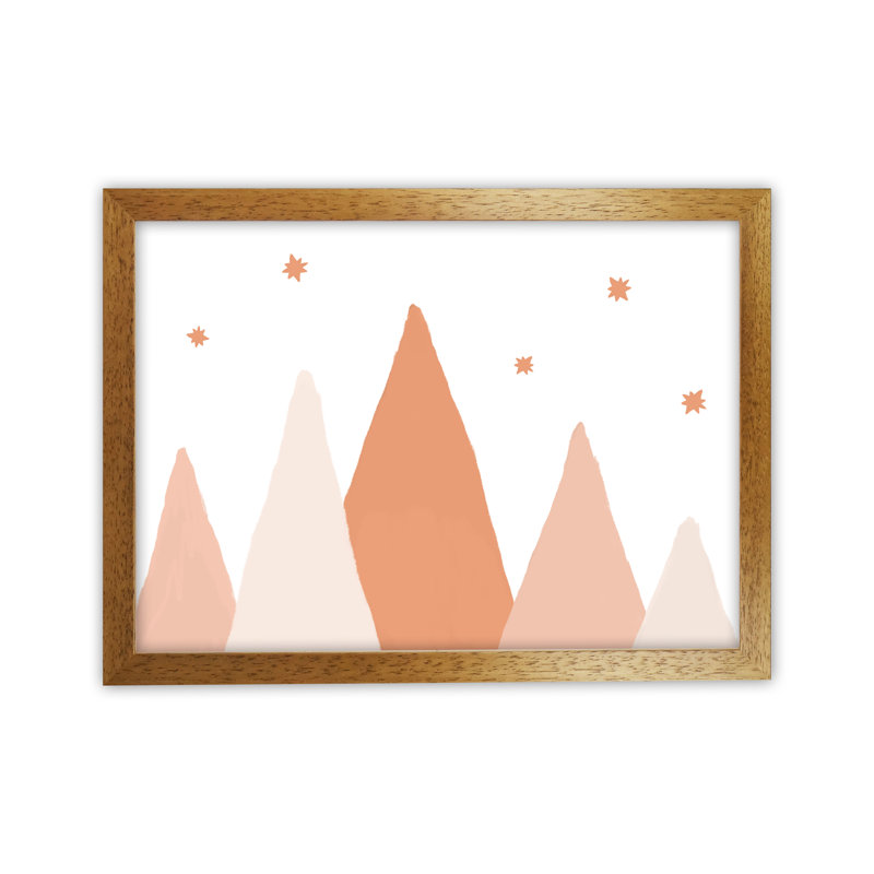 Blush Mountains By Orara - Print, 34cm H x 25cm W x 3cm D, Brown Framed