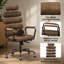 Fauteuil de bureau rétro Calan en cuir pleine fleur brun avec fonction massage par vibration et inclinaison, idéal pour le confort et la détente.-810677933