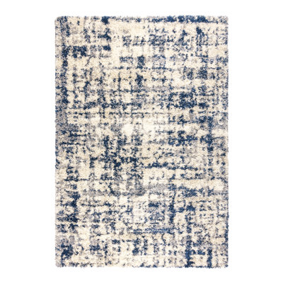 Elyse Anjou Myra Navy Modern Abstract Shag Area Rug