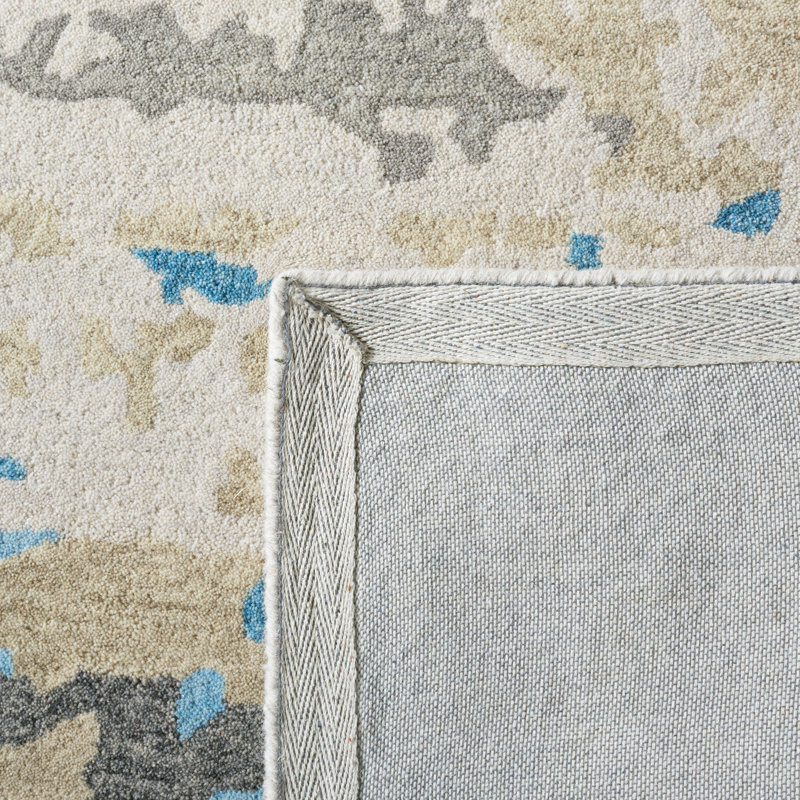 Soho Hand Tufted Wool/Cotton Abstract Rug in Beige/Blue, Rectangle 8' x 10'