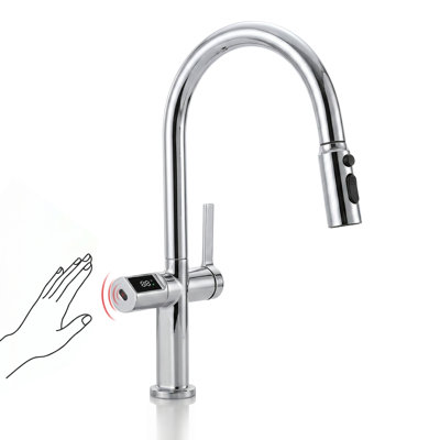 Lefton Touchless Pull-out Kitchen Faucet, Hands Free Motion Sensor Activated, Battery-free Temperature Display, Kf2206