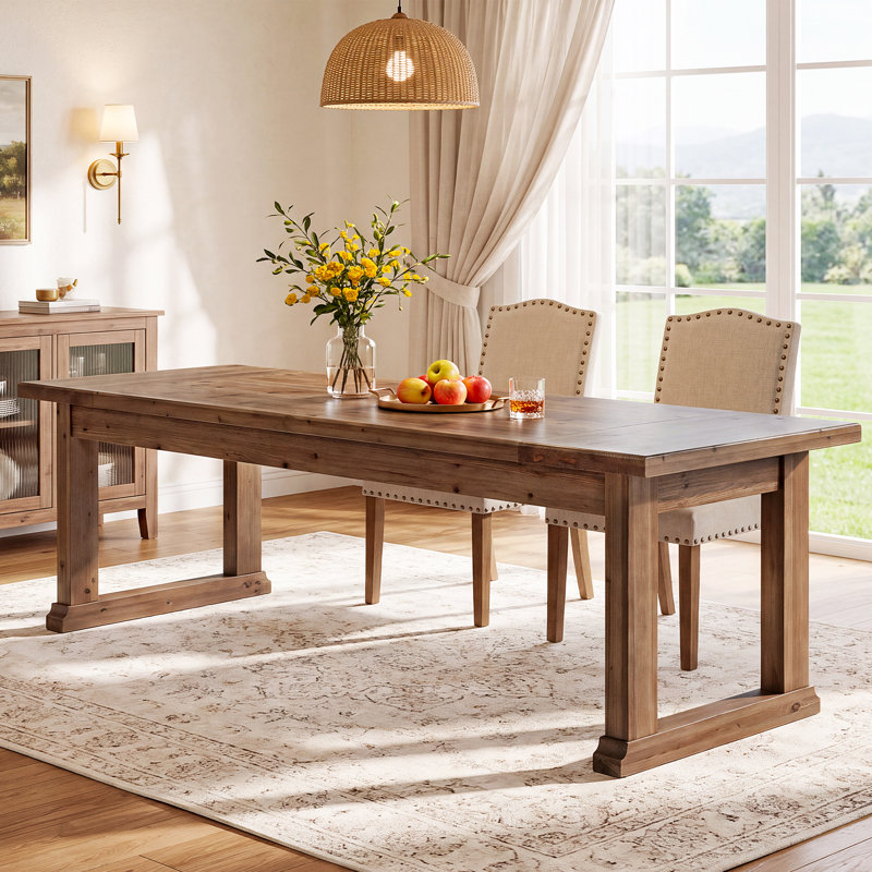 Table de salle à manger en bois massif de 220 cm de long, table de cuisine de style campagnard pour 6 à 8 personnes
