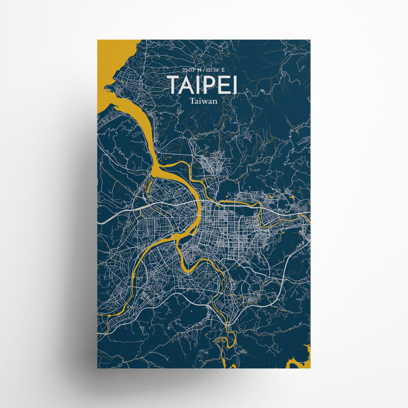 Taipei City Map In Amuse - No Frame Print, 17cm H x 11cm W x 0.05cm D