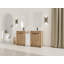 Meuble-lavabo autoportant de 60 pouces avec lavabo en céramique et armoires de rangement, 5 pièces, contreplaqué, blanc brillant et chêne imitation, porte à fermeture douce, ensemble KD