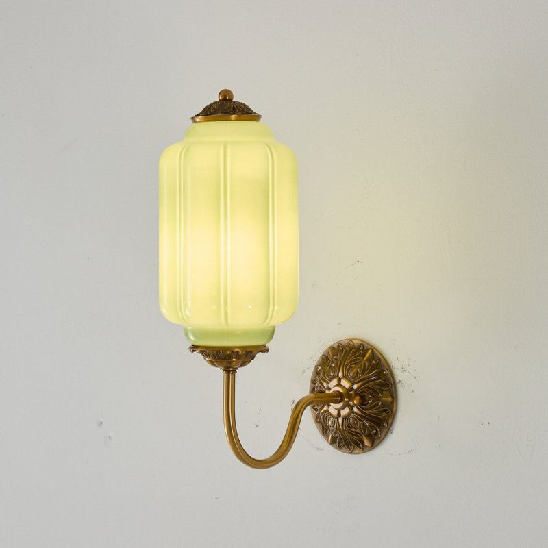 Vintage Green Glass Wall Light Fixture