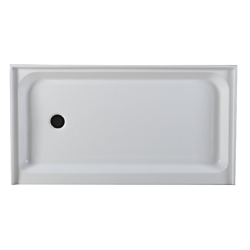 60'' W 34'' D Rectangular Single Shower Base, Matte Black