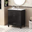 Meuble-lavabo de 30 po avec lavabo style rétro, espace de rangement multifonctionnel, tablette de porte, porte à fermeture en douceur, -109906691