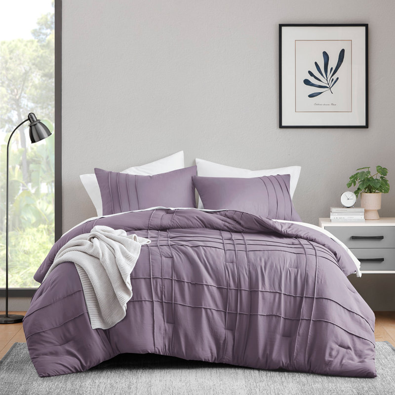 Ensemble d'édredon Harris, Mauve, Édredon double + 2 taies décoratives standards