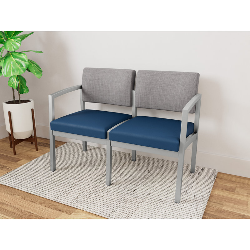 Structure en métal 2 places Lenox, Argent, Chambray gris / Patriot Plus Blue Ridge