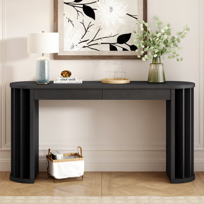 Longue console avec une conception courbée et droite, idéale pour le canapé, l'entrée de ferme, le couloir et le salon