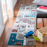 Hiles Gray/Blue/Red Area Rug