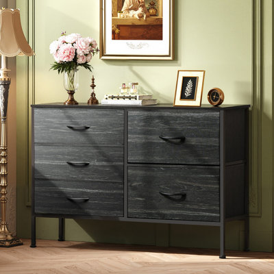 Chaseburg 5-Drawer Dresser With Wooden, 39.4'' Wide Bedroom Dresser With Steel Frame, Chest of Drawers For Bedroom, Hallway