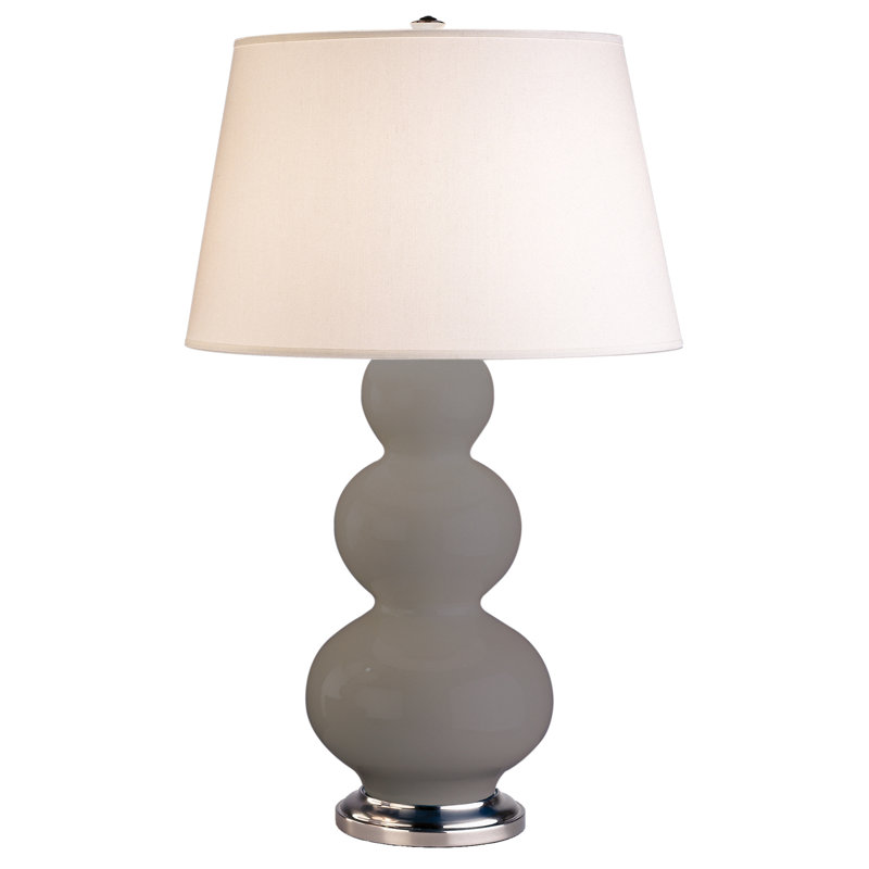 Triple Gourd Ceramic Table Lamp, Smokey Taupe/Antique Silver